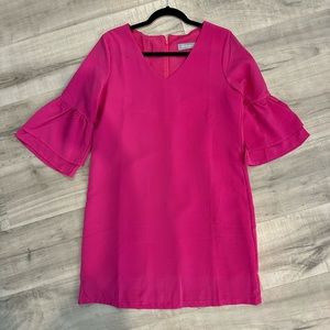 BELONGSCI Women's 2023 Summer Dress V-Neck Bell Sleeve Shift Dress Mini Dress